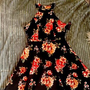 Flirty Floral Red & Black Dress